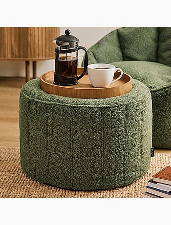 Pouf repose-pieds rond milano en bouclette - icon