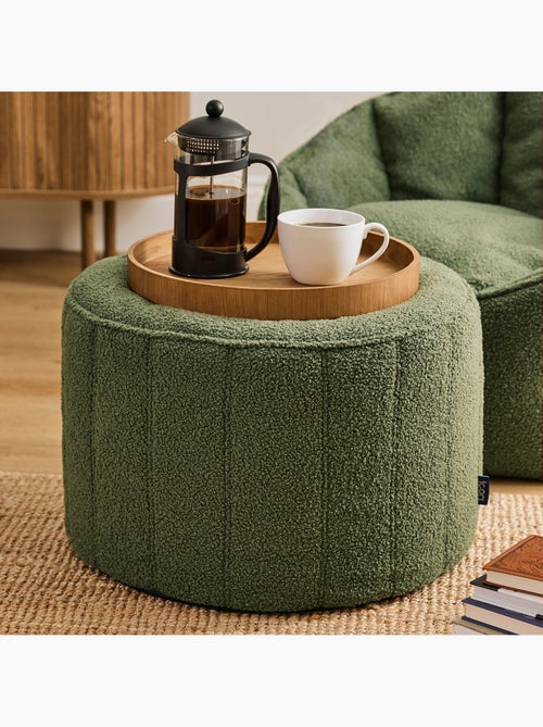 Pouf repose-pieds rond milano en bouclette - icon - Kiabi