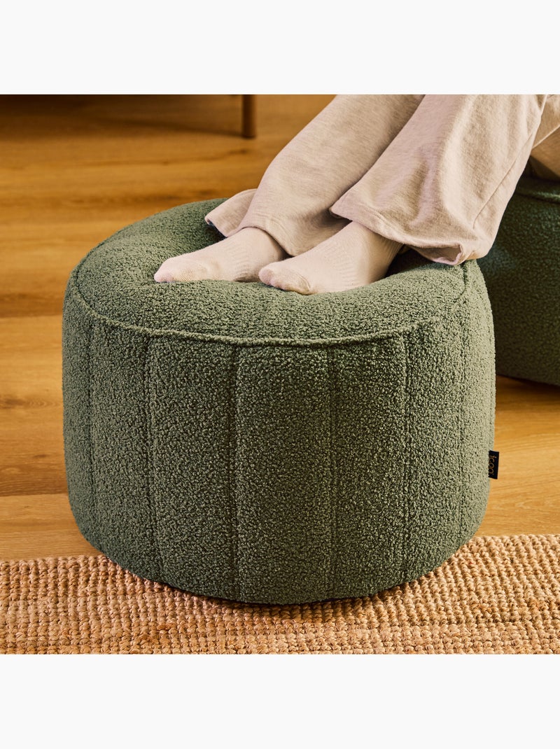 Pouf repose-pieds rond milano en bouclette - icon Vert olive - Kiabi