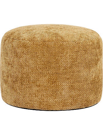 Pouf repose-pieds rond milano en tissu chenille texturée - icon