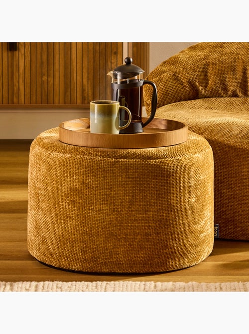 Pouf repose-pieds rond milano en tissu chenille texturée - icon - Kiabi