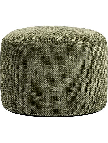 Pouf repose-pieds rond milano en tissu chenille texturée - icon