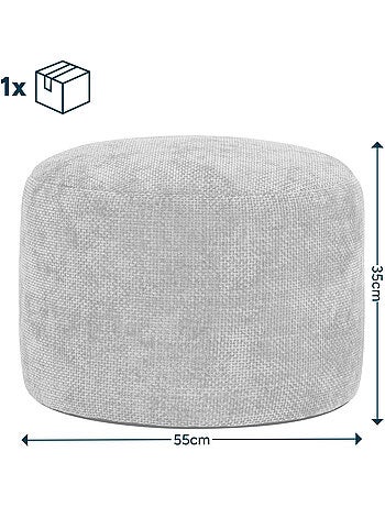 Pouf repose-pieds rond milano en tissu chenille texturée - icon