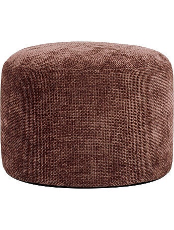 Pouf repose-pieds rond milano en tissu chenille texturée - icon
