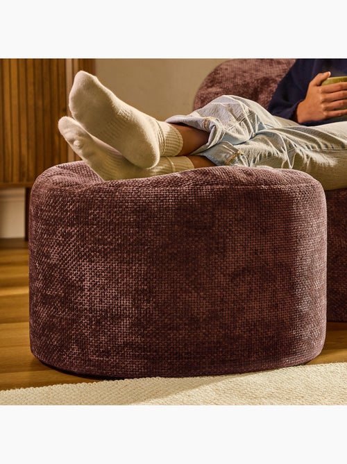 Pouf repose-pieds rond milano en tissu chenille texturée - icon - Kiabi
