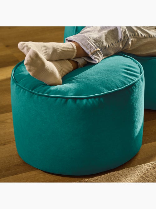Pouf repose-pieds rond milano en velours mat - icon - Kiabi