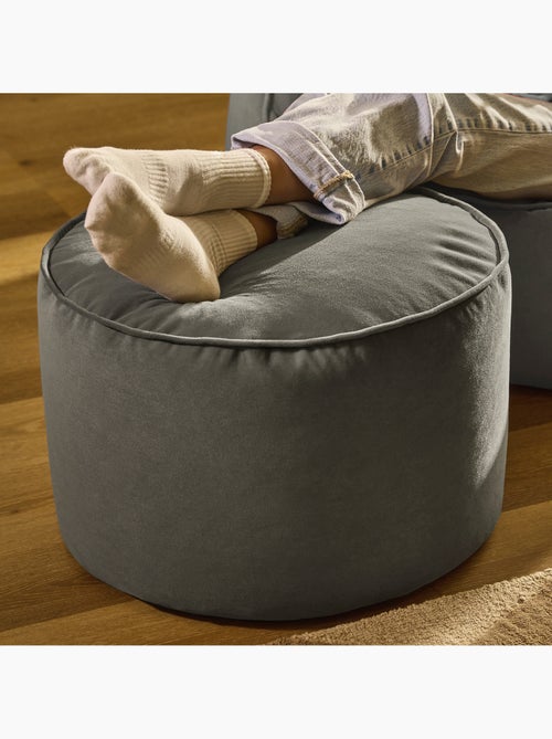 Pouf repose-pieds rond milano en velours mat - icon - Kiabi