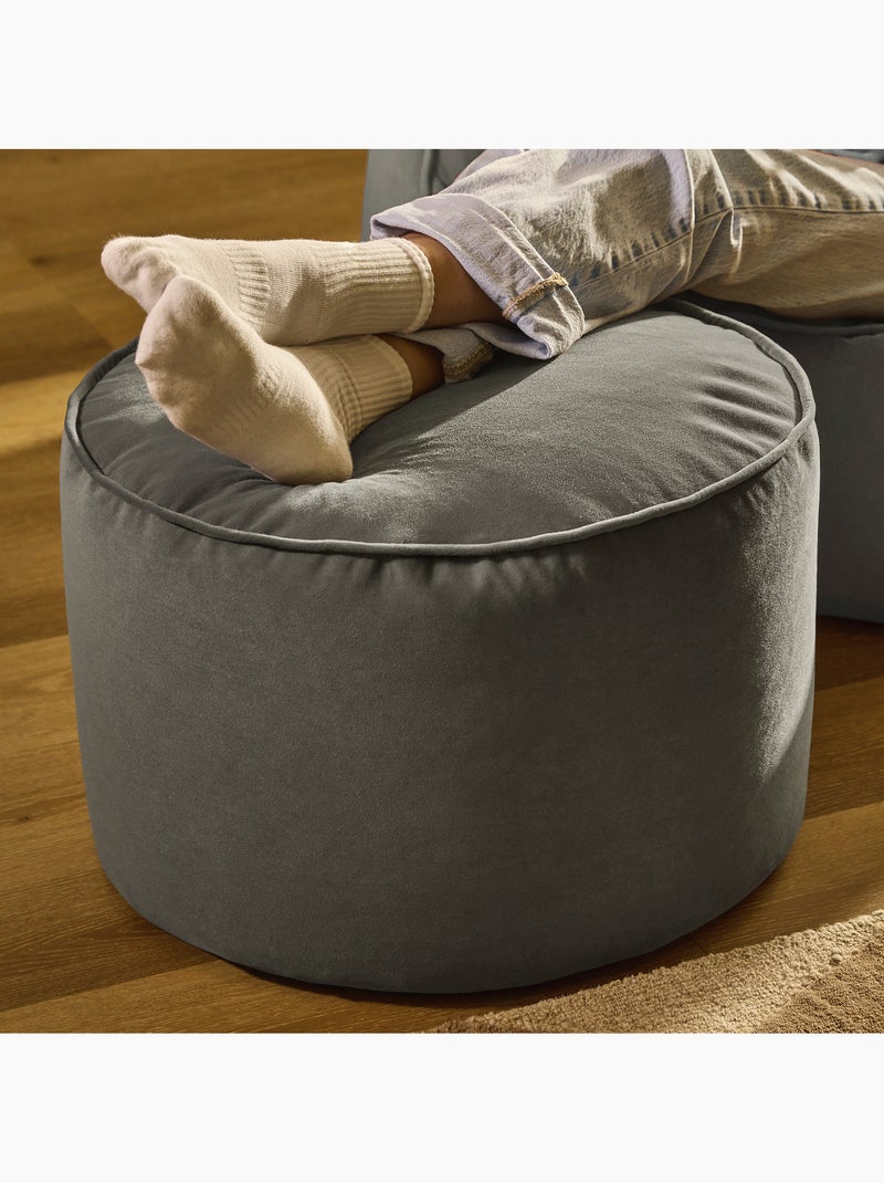 Pouf repose-pieds rond milano en velours mat - icon gris anthracite - Kiabi