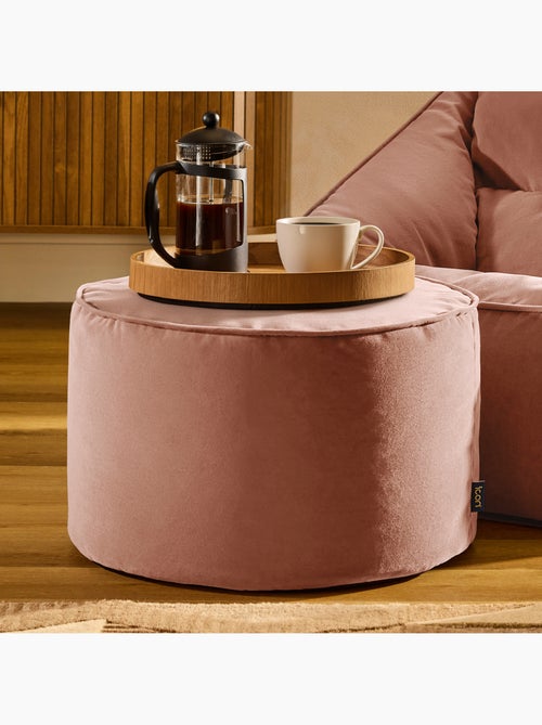 Pouf repose-pieds rond milano en velours mat - icon - Kiabi