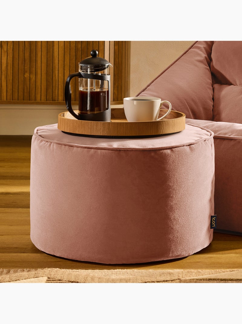 Pouf repose-pieds rond milano en velours mat - icon Rose clair - Kiabi
