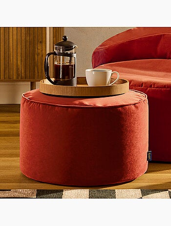 Pouf repose-pieds rond milano en velours mat - icon
