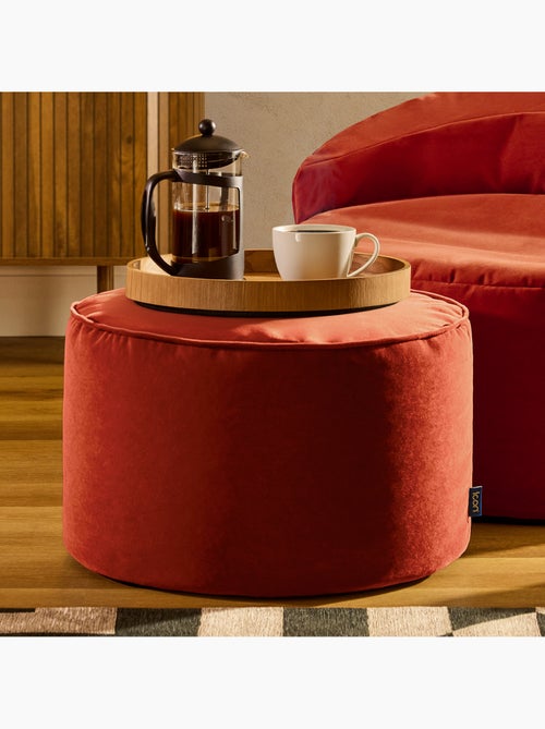 Pouf repose-pieds rond milano en velours mat - icon - Kiabi