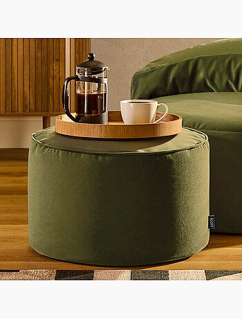 Pouf repose-pieds rond milano en velours mat - icon