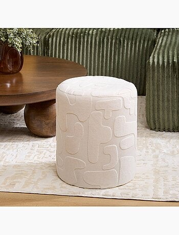 Pouf rond en tissu imprimé DELOR
