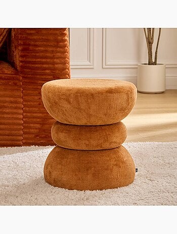 Pouf rond en bois formes incurvées