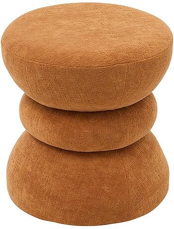 Pouf rond en bois formes incurvées