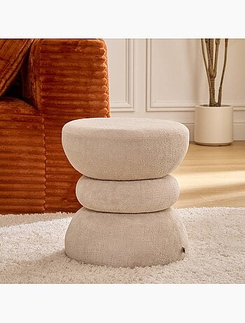 Pouf rond en bois formes incurvées