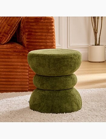 Pouf rond en bois formes incurvées