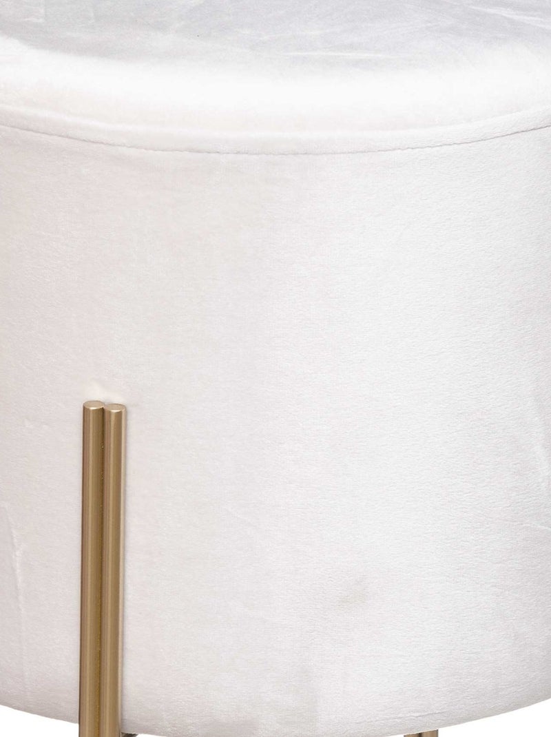 Pouf rond en métal et velours Beige chiné - Kiabi