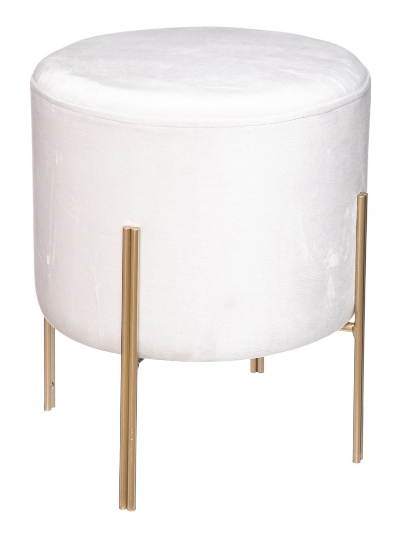 Pouf rond en métal et velours Beige coquille - Kiabi