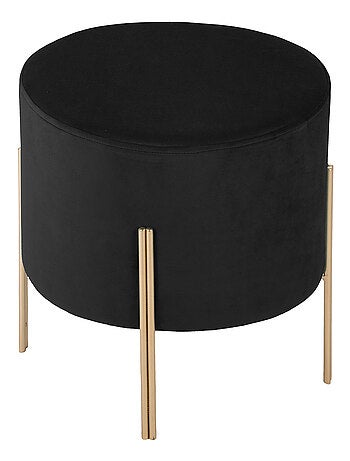 Pouf rond en métal et velours