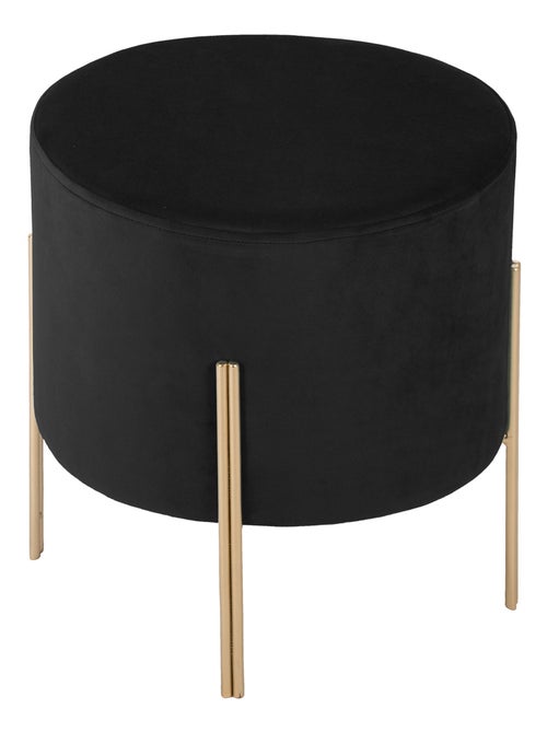 Pouf rond en métal et velours - Kiabi