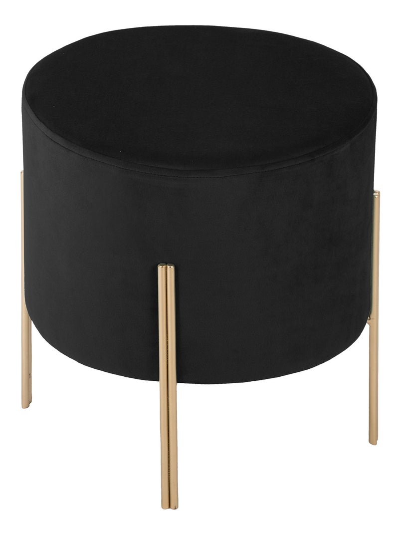 Pouf rond en métal et velours Noir - Kiabi
