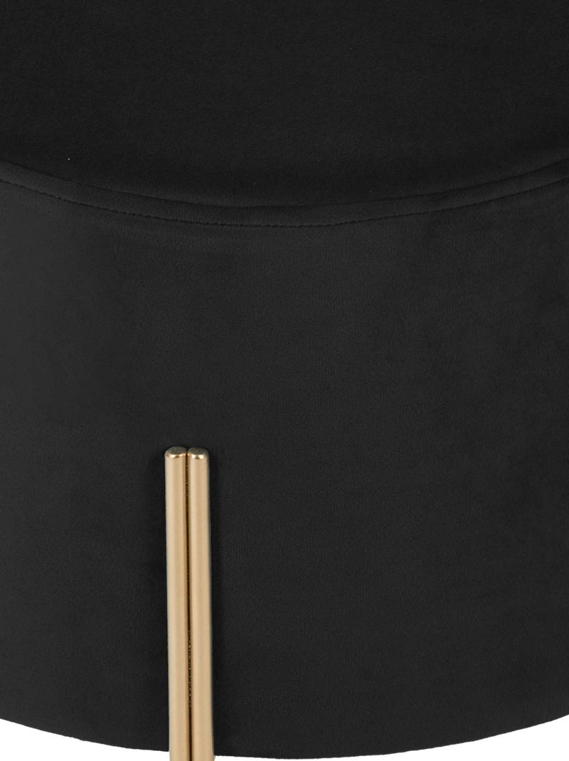 Pouf rond en métal et velours Noir - Kiabi