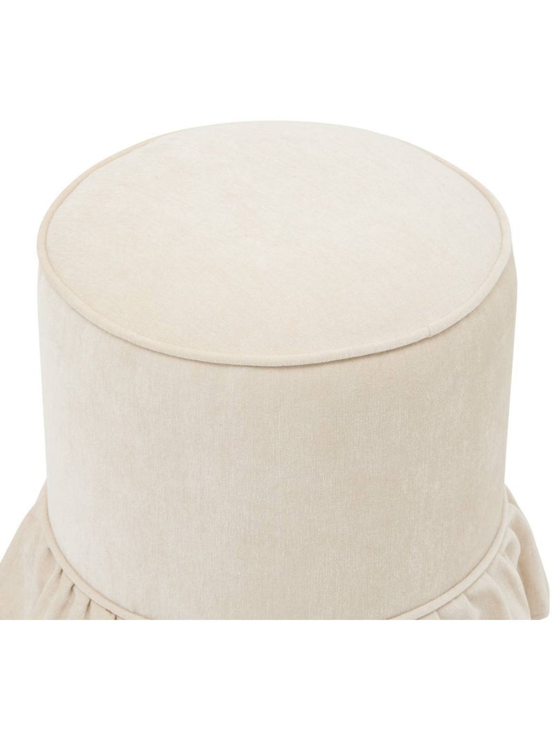 Pouf rond en pin FIORA Ivoire - Kiabi
