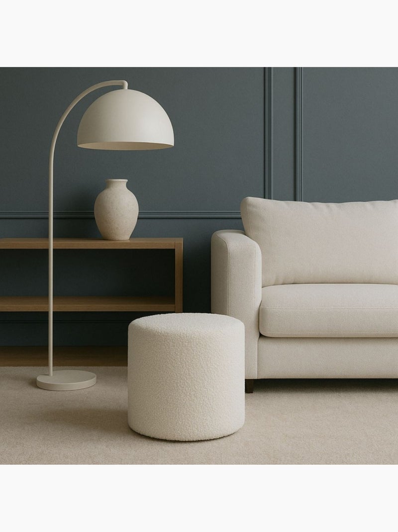 Pouf rond en tissu bouclette 33cm Blanc - Kiabi