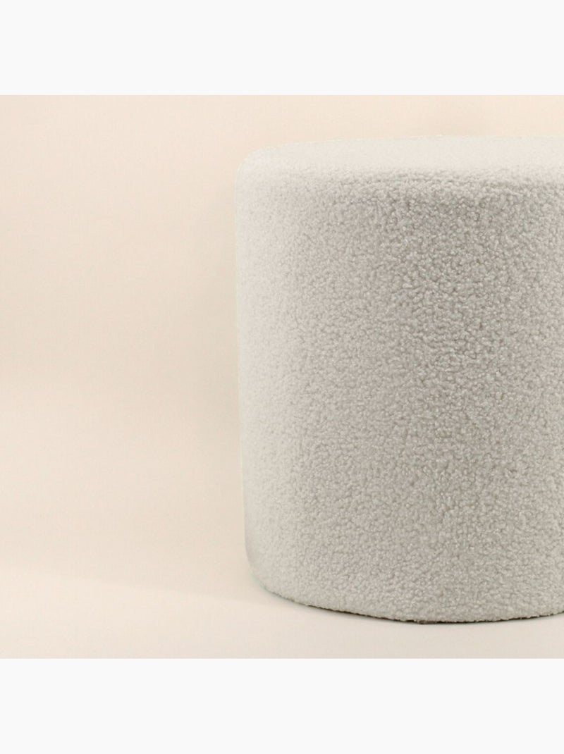 Pouf rond en tissu bouclette 33cm Blanc - Kiabi