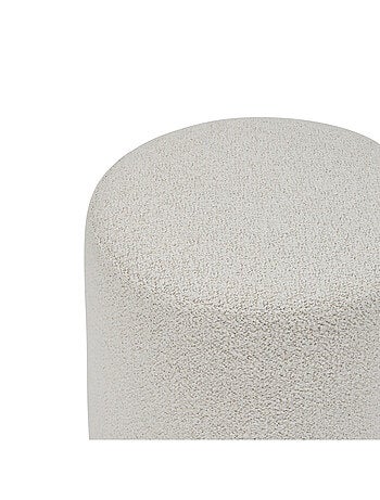 Pouf rond en tissu bouclette avec base bois
