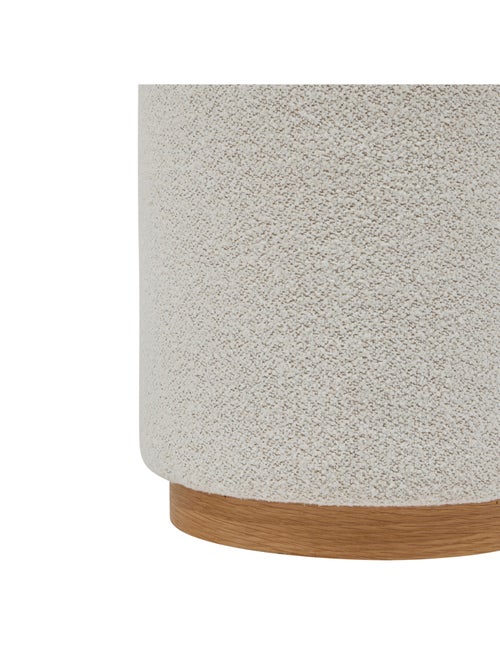 Pouf rond en tissu bouclette avec base bois - Kiabi