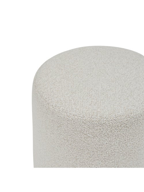 Pouf rond en tissu bouclette avec base bois - Kiabi