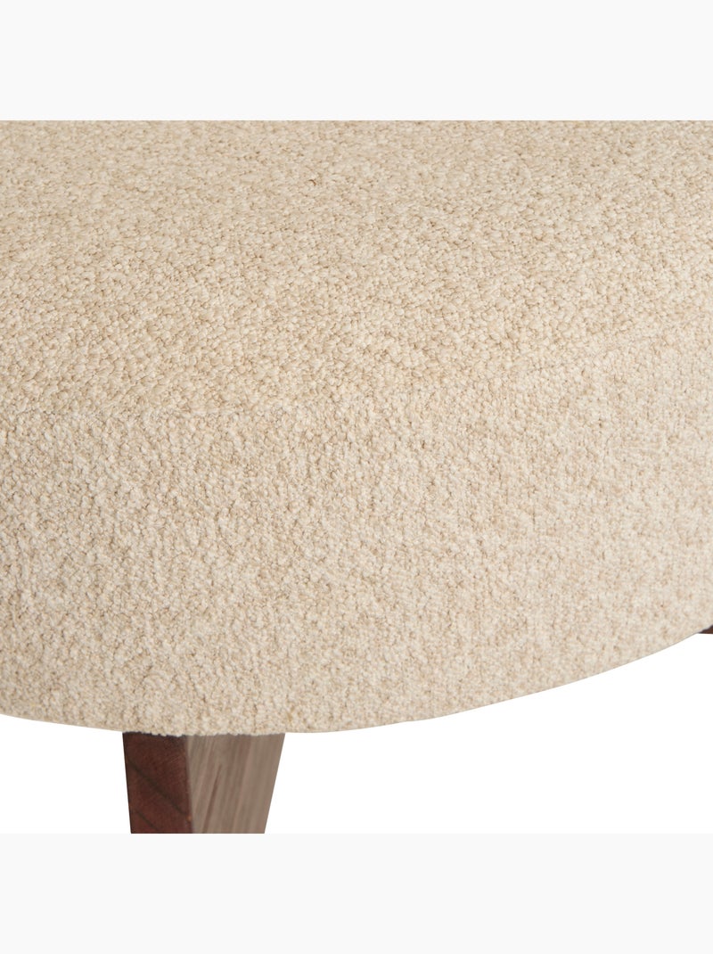 Pouf rond en tissu bouclette avec base bois Ecru - Kiabi