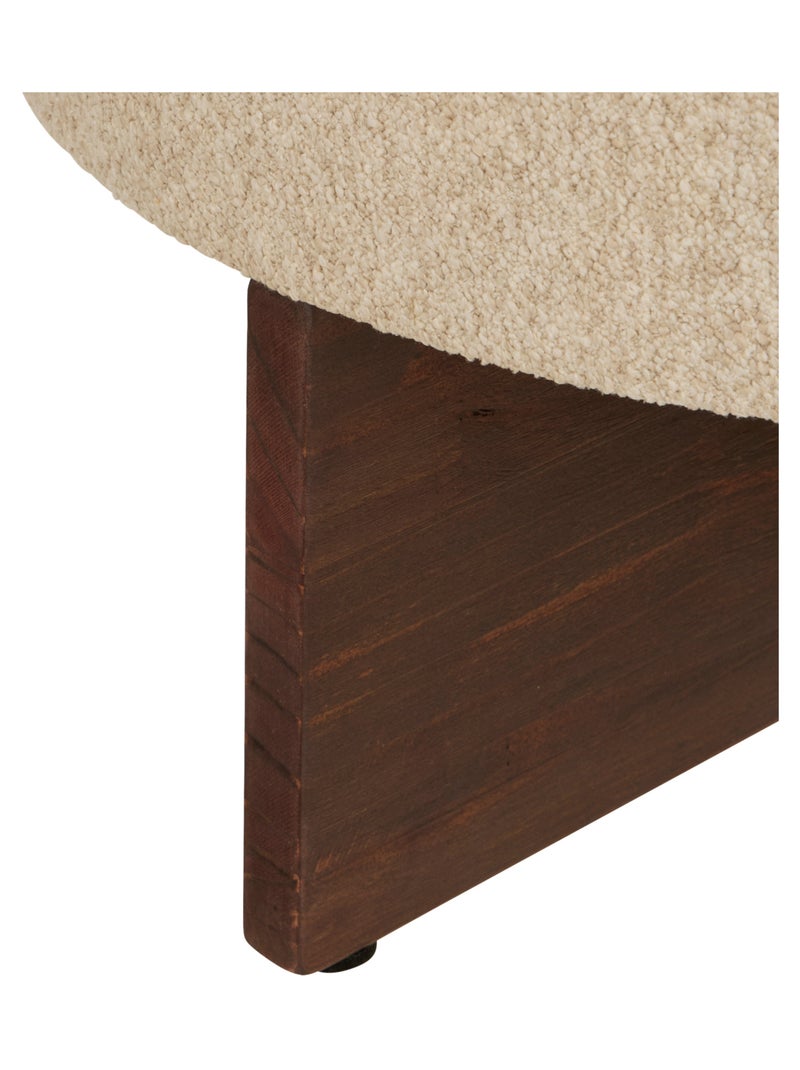 Pouf rond en tissu bouclette avec base bois Ecru - Kiabi