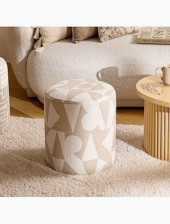 Pouf rond en tissu imprimé DELOR