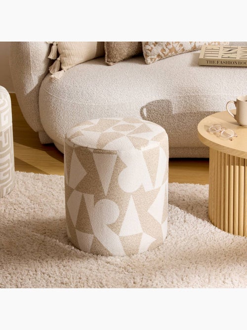Pouf rond en tissu imprimé DELOR - Kiabi