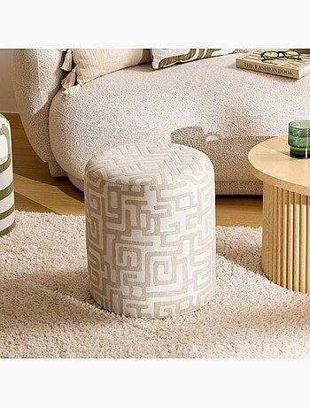 Pouf rond en tissu imprimé DELOR