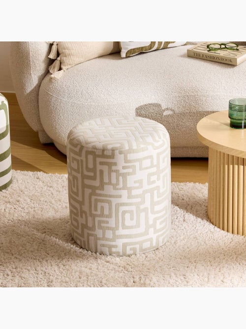 Pouf rond en tissu imprimé DELOR - Kiabi