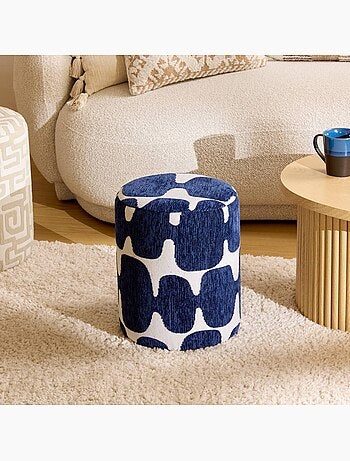 Pouf rond en tissu imprimé DELOR