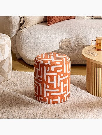 Pouf rond en tissu imprimé DELOR
