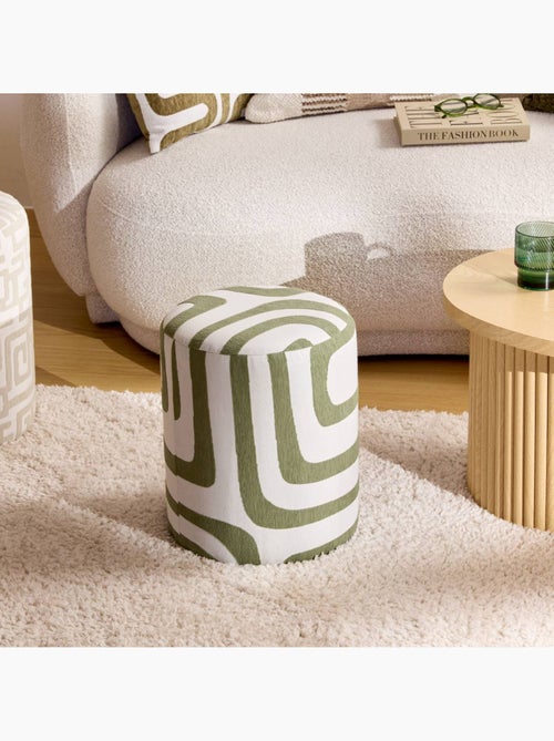 Pouf rond en tissu imprimé DELOR - Kiabi