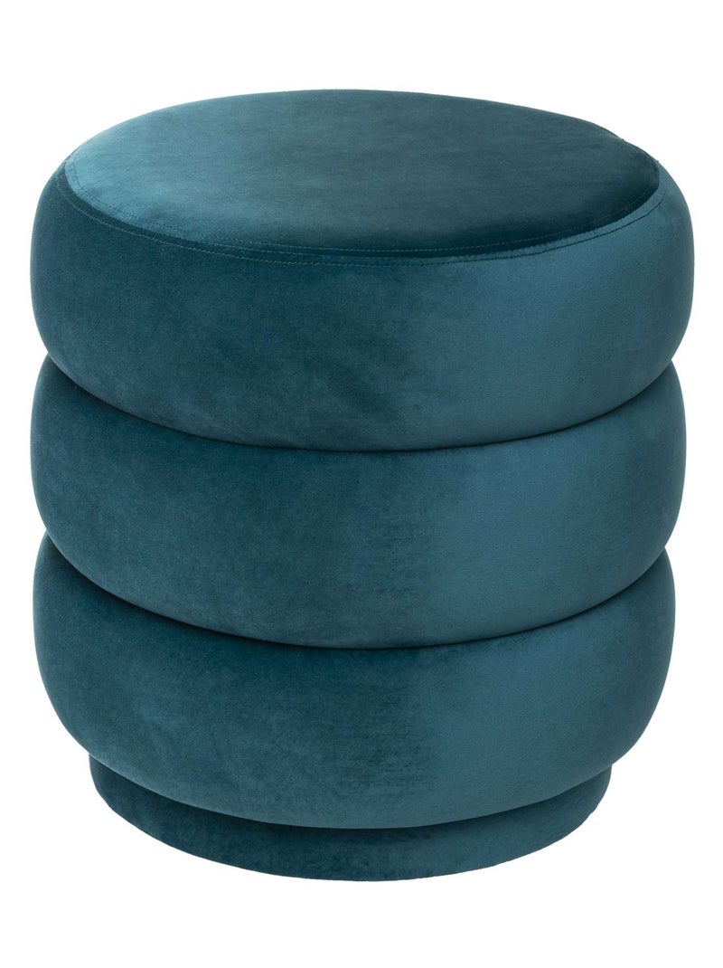 Pouf rond en velours Bleu canard - Kiabi