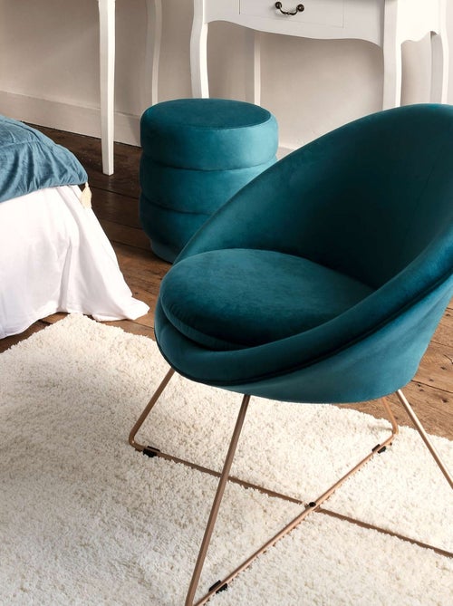 Pouf rond en velours - Kiabi