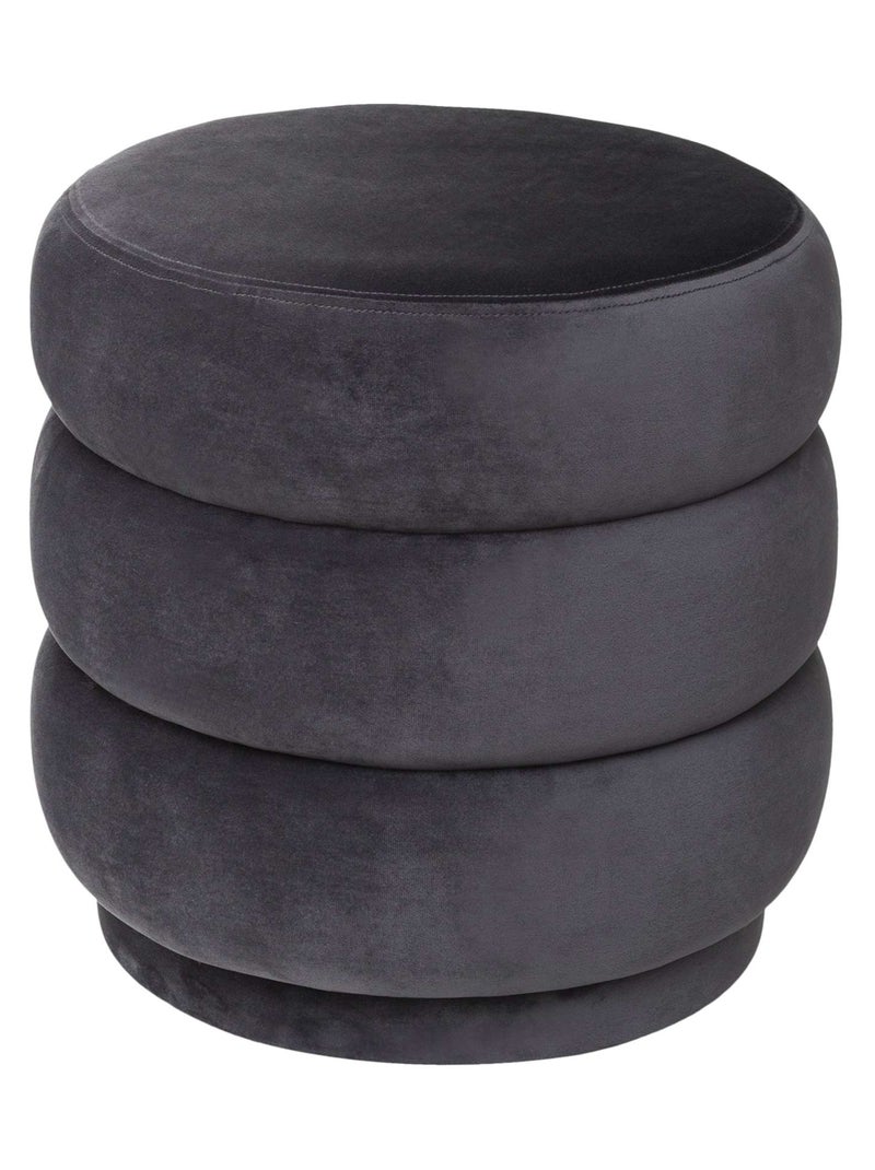 Pouf rond en velours Gris foncé - Kiabi