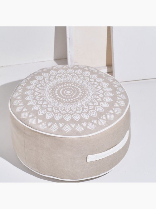 Pouf rond imprimé ethnique coton SLOW LIFE KARMA - Kiabi