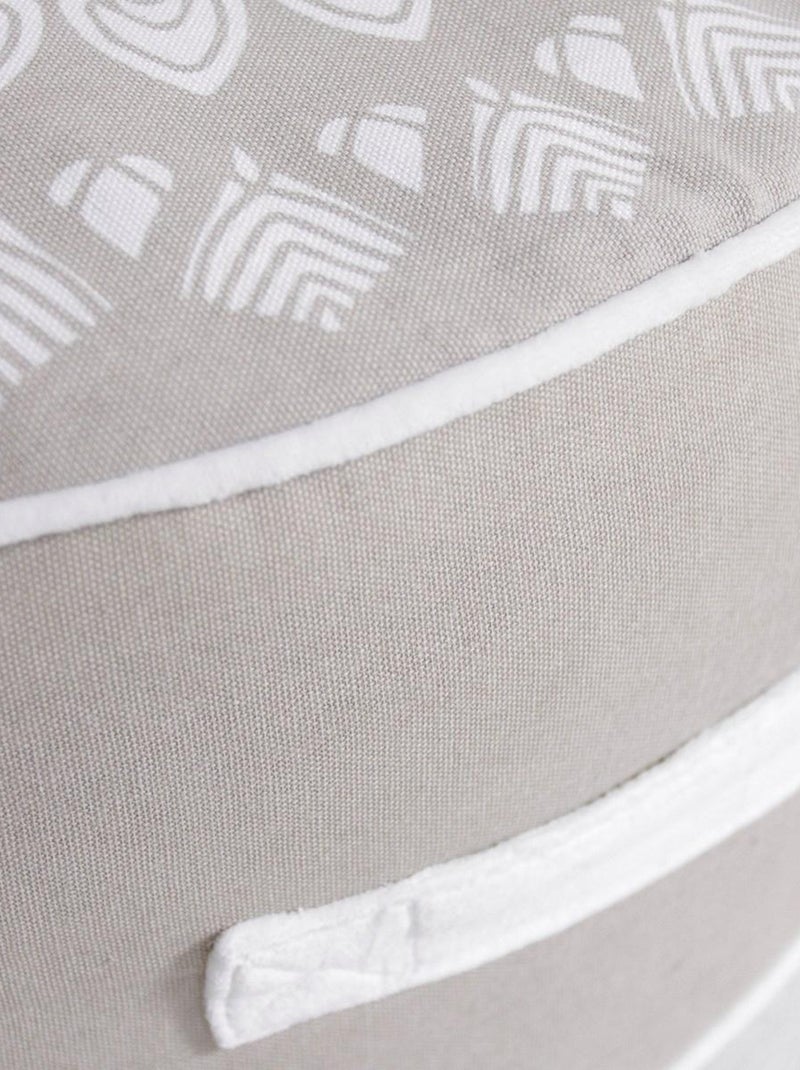 Pouf rond imprimé ethnique coton SLOW LIFE KARMA Beige - Kiabi