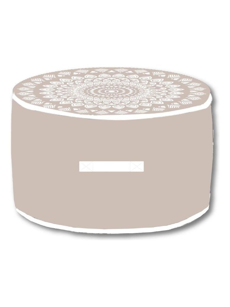 Pouf rond imprimé ethnique coton SLOW LIFE KARMA Beige - Kiabi