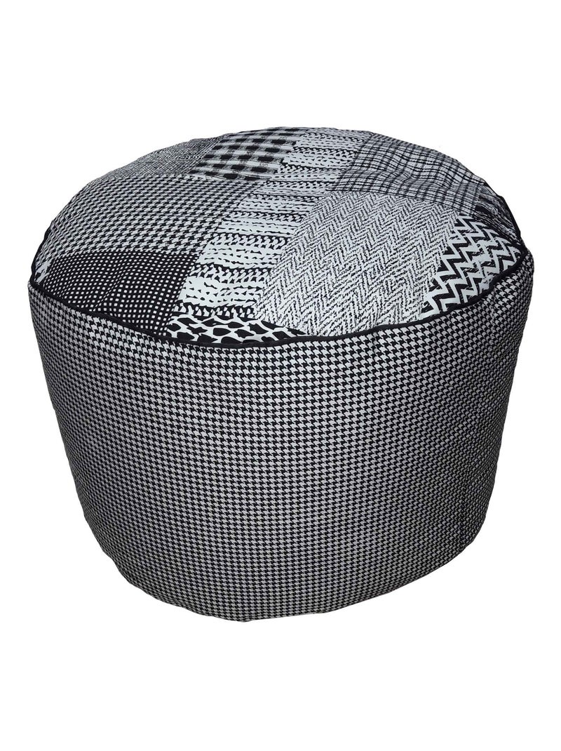 Pouf Rond Patchwork à Microbilles Noir - Kiabi